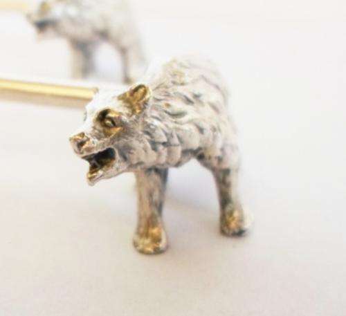 AMAZING RARE!!! PAIR OF 19TH CENTURY "WMF" BEAR KNIFE RESTS CIRCA 1890's VALUE R1000