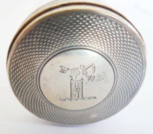STUNNING!! LARGE 1875 LONDON SILVER TOPPED CUT GLASS POWDER CONTAINER WITH CREST