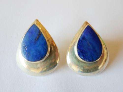 STUNNING!! LARGE STERLING SILVER & LAPIS EARRINGS