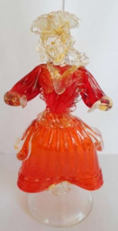 STUNNING!!! VINTAGE MURANO RUBY & GOLD LEAF GLASS LADY FIGURE PERFECT CONDITION!! CIRCA 1950's