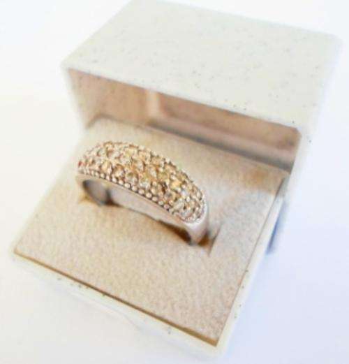 LOVELY!!! STERLING SILVER & MULTIPLE CZ RING SIZE N