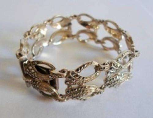 MAGNIFICENT!!! WIDE VINTAGE STERLING SILVER AND MARCASITE BRACELET 166 X 20mm 25.9g
