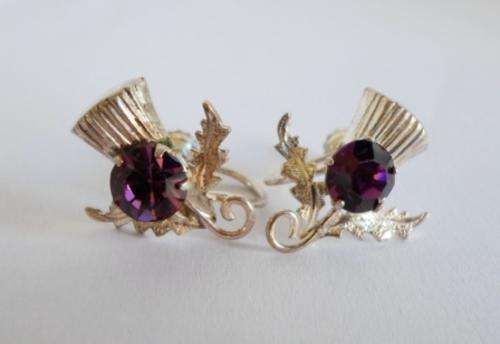 BEAUTIFUL!!! W.B.S SCOTTISH STERLING SILVER THISTLE EARRINGS