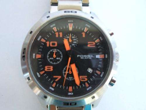 WOW!!! LARGE FOSSIL 10ATM MENS STAINLESS STEEL WRISTWATCH PERFECT WORKING CONDITION!!!