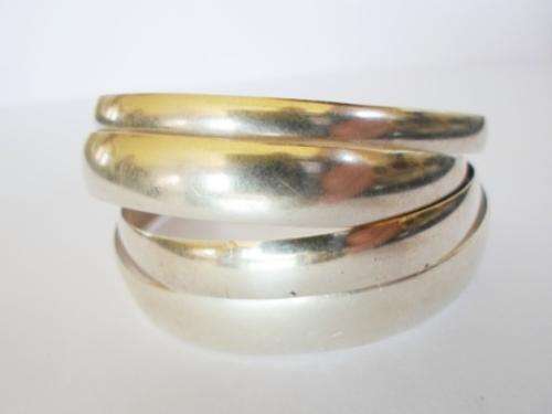WOW!!! COLLECTION OF 4 THICK STERLING SILVER BANGLES 2X 9mm, 8mm & 5mm 55g