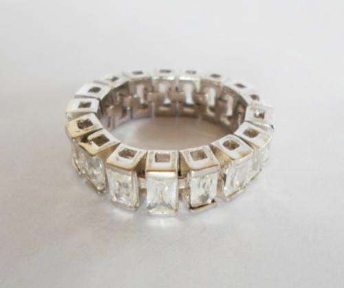 SPARKLY!! RARE STERLING SILVER & MULTIPLE CZ TENNIS RING SIZE O