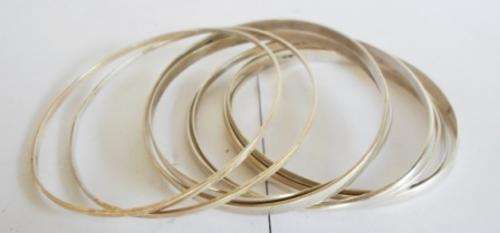 WOW!! COLLECTION OF 9 STERLING SILVER BANGLES 54gr EXCELLENT CONDITION!!