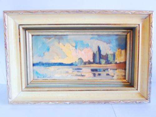 WOW!!! DALE ELLIOT OIL ON BOARD TITLED"REFLECTIONS" 160 X 85mm VALUE R2500