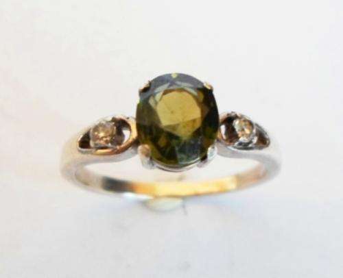 STUNNING!! STERLING SILVER PERIDOT & CZ RING SO BEEEEEAUTIFUL!!! SIZE P