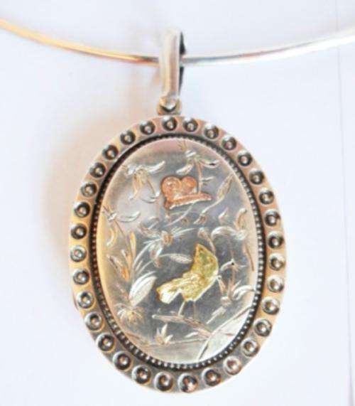 WOW!! STUNNING!! VICTORIAN STERLING SILVER LOCKET WITH HALLMARKED SILVER CHOKER CIRCA 1880's