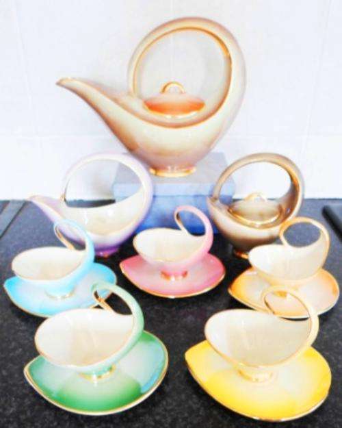 WOW!! RARE 13pc ITALO CASINI SESTO ALADIN SHAPE MULTI COLOURED COFFEE SET VALUE R3500