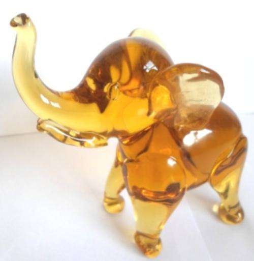 WOW!! VINTAGE SEGUSO AMBER MURANO GLASS ELEPHANT WITH GOLD FLAKES & ORIGINAL STICKER