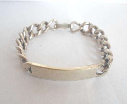 WOW!! MEN'S CHUNKY EXTRA STRONG SA STERLING SILVER NAME BRACELET 52.3gr