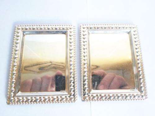 BEAUTIFUL!! PAIR OF VINTAGE STERLING SILVER PIN TRAYS WITH LOVELY BEADED BORDERS 42gr