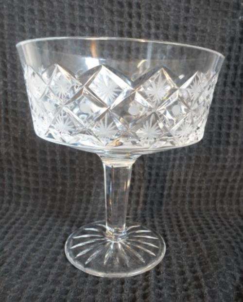 BEAUTIFUL!! HOBNAIL & STAR CUT CRYSTAL COMPOTE, PERFECT CONDITION