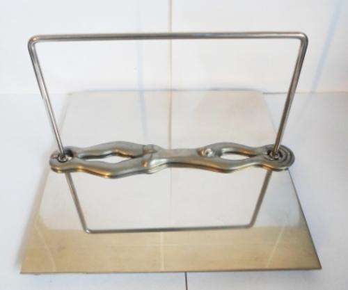 LOVELY!! CARROL BOYES BREAST STROKE PEWTER & STAINLESS STEEL SERVIETTE HOLDER