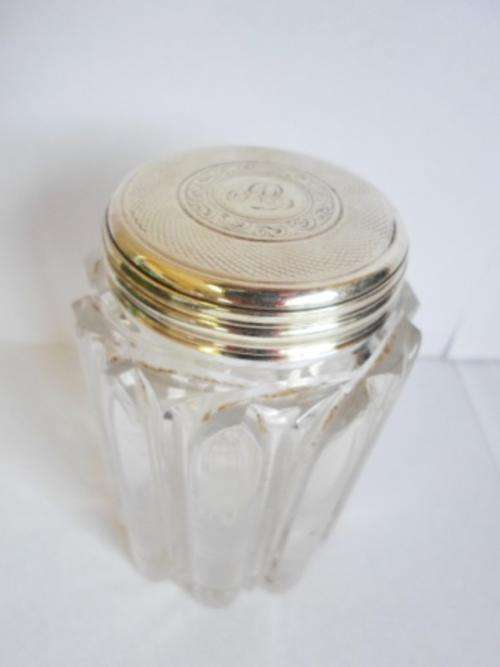STUNNING!! 1841 LONDON SILVER LIDDED CUT GLASS CONTAINER BY J.D 80mm X 60mm