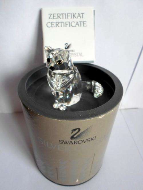 WOW!! SWAROVSKI CRYSTAL CAT FIGURE, WITH ORIGINAL BOX & CERTIFICATE, MINT CONDITION!!