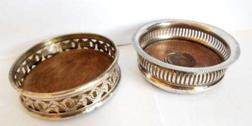 WOW!! 2 X VINTAGE SILVERPLATED WINE COASTERS