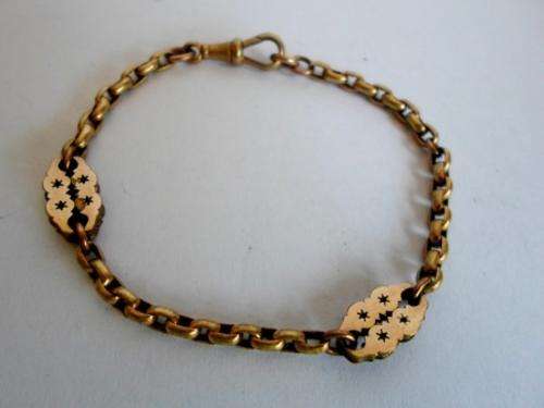 BEAUTIFUL!! VICTORIAN GOLD PLATED FOB CHAIN BRACELET CIRCA 1880's, WOW!!