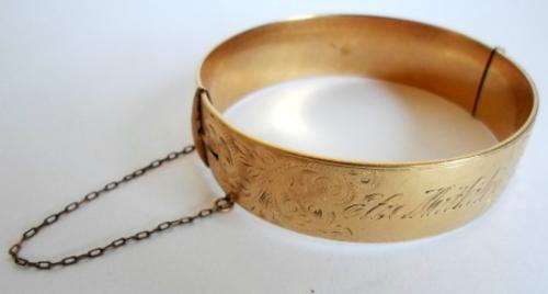 GORGEOUS!! LARGE VINTAGE L.W&G 9ct GOLD BRONZE CORE CLIP BANGLE, WOW!!