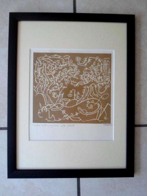 WOW!! WALTER BATTISS SCREEN PRINT TITLED "CATTLE METAMORPHOSED INTO PLANTS" VALUE R3500
