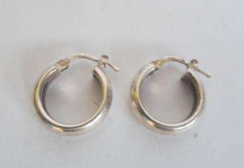 LOVELY!!! PAIR OR CHUNKY STERLING SILVER HOOP EARRINGS 3,6g