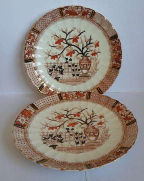WOW!! PAIR OF VICTORIAN FENTON CHINESE PATTERN DINNER PLATES CIRCA 1890's