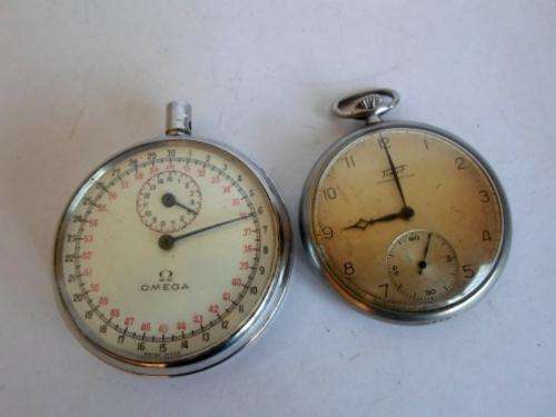 WOW!! VINTAGE OMEGA STOP WATCH & TISSOT POCKET WATCH FOR SPARES OR REPAIRS