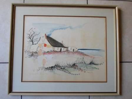 WOW!! LARGE RARE!! JOHAN TALJAARD MIXED MEDIA ON PAPER OF ARNISTON COTTAGE VALUE R3000