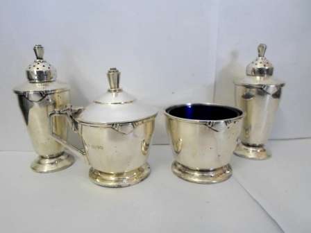 WOW!! ART DECO 1947 SHEFFIELD SILVER CRUET SET BY JAMES DIXON & SONS 229gr VALUE R2950