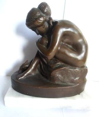 MAGNIFICENT!! THEODORE CHARLEMONT (1859-1938) BRONZE NUDE WOMAN DRAWING CIRCA 1900 VALUE R8500, WOW!
