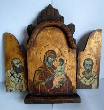 EXQUISIPTE!! EARLY 19TH CENTURY RUSSIAN OR GREEK TRYPTICH ICON CIRCA 1800 - 1820 WOW!!!
