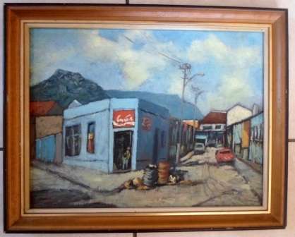 WOW!! PETER JANDER DISTRICT SIX OIL ON BOARD 520 X 395mm VALUE R4500 WOW!!