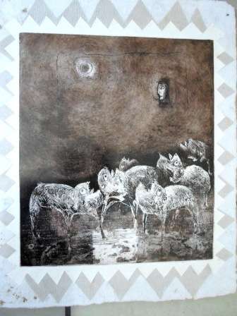 WOW!! LOVELY VINTAGE UNSIGNED ETCHING POSSIBLY NORMAN CATHERINE  335 X 285mm WOW!!