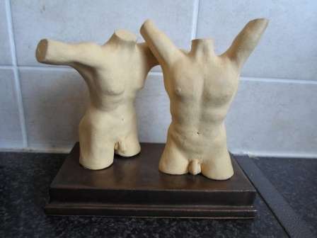 WOW!! SOUTH AFRICAN CERAMIC TORSO'S SCULPTURE BY AM 185 X 165 X 95mm   WOW!!