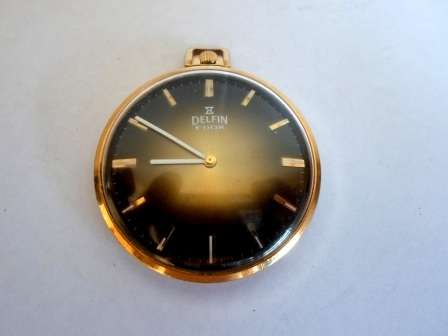 EXCEPTIONAL!! VINTAGE DELFIN EDOX GOLD PLATED POCKET WATCH 100% WORKING WOW!!