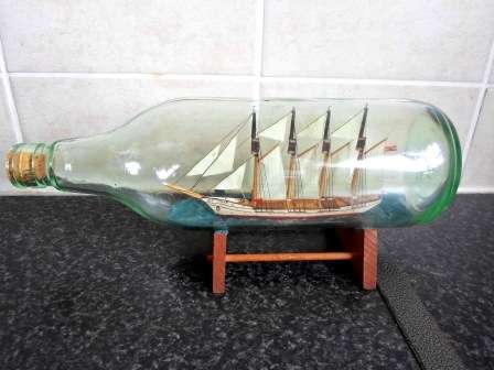 WOW! VINTAGE LARGE MODEL SAIL SHIP IN A BOTTLE WOW!!