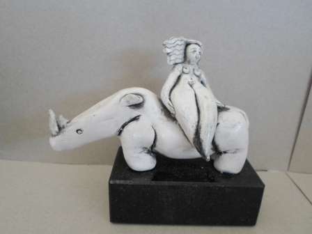 WOW!! LOVELY!! TANYA BABBS RHINO CERAMIC SCULPTURE BEAUTIFUL!! WOW!!
