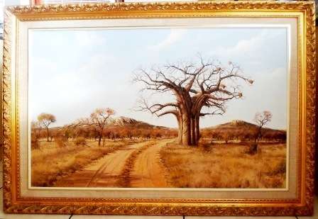 WOW!! GIGANTIC!! ERROL NORBURY LANDSCAPE WITH BOABAB OIL ON BOARD 1220 X 760mm VALUE R12500 WOW!!