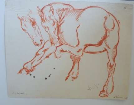 WOW!! LOVELY!! RAPHAEL GHISLAIN HORSE SKETCH DATED '48  270 X 210mm WOW!!
