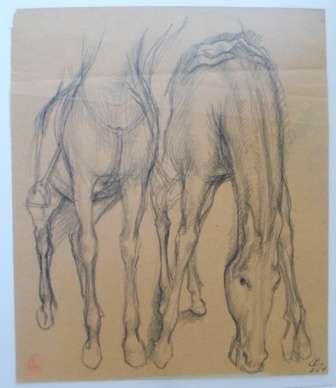 WOW!! LOVELY!! RAPHAEL GHISLAIN HORSE SKETCH DATED '54  215 X 180mm WOW!!