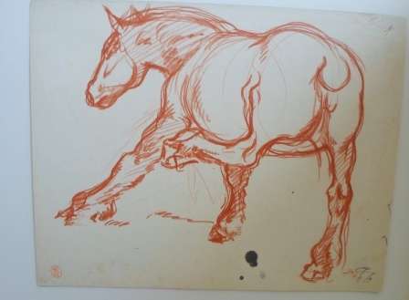 WOW!! LOVELY!! RAPHAEL GHISLAIN HORSE SKETCH DATED '49  270 X 210mm WOW!!