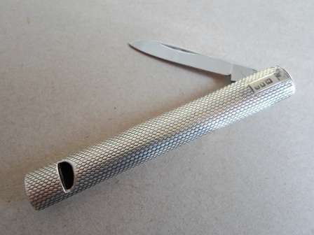 WOW!! RARE!! 1897 LONDON SILVER KNIFE WHISTLE BY SAMPSON MORDAN 18g WOW!! WOW!!
