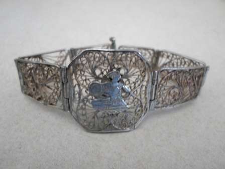 STUNNING!! VINTAGE HALLMARKED EGYPTIAN FILIGREE 900 SILVER BRACELET 14g WOW!! WOW!