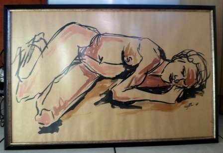 GORGEOUS!! LARGE NUDE WATERCOLOUR PAINTING BY LIZETTE DATED '08,  850 X 550mm WOW!!