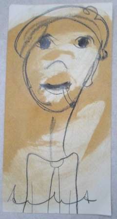 WOW!! 1970's FRANS CLAERHOUT "SMOKING BOY" MIXED MEDIA ON PAPER,  345 X 175mm  VALUE R3500 WOW!!
