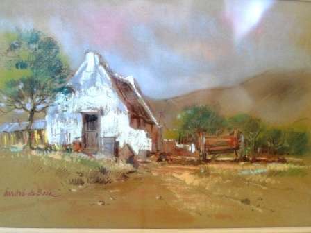 WOW!! ANDRE DE BEER FARMSTEAD OIL PASTEL ON PAPER  340 X 240mm VALUE R11500 WOW!!