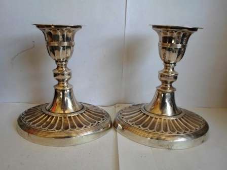WOW!! PAIR OF VINTAGE VINERS SHEFFIELD SILVER PLATED CANDLE STICKS PERFECT PLATING WOW!! WOW!!