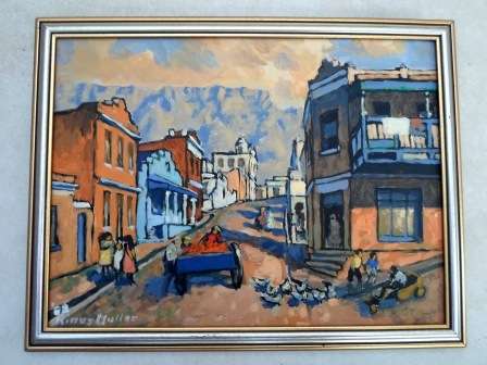 WOW!! RARE!! RINUS MULLER DISTRICT 6 OIL ON BOARD, DATED '82,    305 X 230mm VALUE R7500 WOW!!